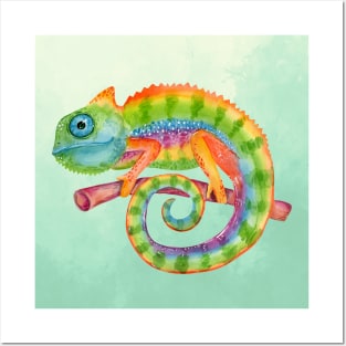 Colorful Chameleon Art | Rainbow Lizard Design Posters and Art